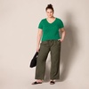 image:imageAmazon Essentials Womens RegularFit ShortSleeve TShirt Crewneck and VNeck Options2pack GreenMulticolor Stripe