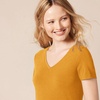 image:imageAmazon Essentials Womens RegularFit ShortSleeve TShirt Crewneck and VNeck Options2pack Light YellowGolden Yellow