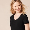 image:imageAmazon Essentials Womens RegularFit ShortSleeve TShirt Crewneck and VNeck OptionsBlackCharcoal Heather