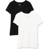 image:imageAmazon Essentials Womens RegularFit ShortSleeve TShirt Crewneck and VNeck OptionsBlackWhite