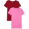 image:imageAmazon Essentials Womens RegularFit ShortSleeve TShirt Crewneck and VNeck OptionsBurgundyPink