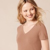 image:imageAmazon Essentials Womens RegularFit ShortSleeve TShirt Crewneck and VNeck OptionsLight BrownWhite