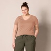 image:imageAmazon Essentials Womens RegularFit ShortSleeve TShirt Crewneck and VNeck OptionsLight BrownWhite