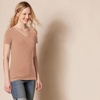 image:imageAmazon Essentials Womens RegularFit ShortSleeve TShirt Crewneck and VNeck OptionsLight BrownWhite