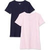 image:imageAmazon Essentials Womens RegularFit ShortSleeve TShirt Crewneck and VNeck OptionsNavyLight Pink