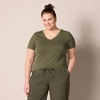 image:imageAmazon Essentials Womens RegularFit ShortSleeve TShirt Crewneck and VNeck OptionsOliveOatmeal Heather