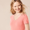 image:imageAmazon Essentials Womens RegularFit ShortSleeve TShirt Crewneck and VNeck OptionsPeachWhite