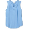 image:imageAmazon Essentials Womens Relaxed Fit Sleeveless VNeck Woven ShirtFrench Blue