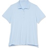 image:imageAmazon Essentials Womens ShortSleeve Polo Shirt Soft Stretch Cotton Jersey Available in Plus SizeLight Blue