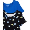 image:imageAmazon Essentials Womens ShortSleeve Scoopneck Tunic Tops Pack of 2Black FloralBright Blue