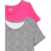 image:imageAmazon Essentials Womens ShortSleeve Scoopneck Tunic Tops Pack of 2Black TulipsBright Pink
