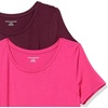 image:imageAmazon Essentials Womens ShortSleeve Scoopneck Tunic Tops Pack of 2Bright PinkBurgundy