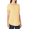 image:imageAmazon Essentials Womens ShortSleeve Scoopneck Tunic Tops Pack of 2NavyYellow Tulips