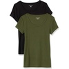 image:imageAmazon Essentials Womens SlimFit CapSleeve Scoop Neck TShirtDark OliveBlack