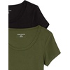 image:imageAmazon Essentials Womens SlimFit CapSleeve Scoop Neck TShirtDark OliveBlack