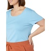 image:imageAmazon Essentials Womens SlimFit CapSleeve Scoop Neck TShirtWhiteLight Blue