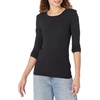 image:imageAmazon Essentials Womens SlimFit Long Sleeve Rib Knit Crew Neck Top Pack of 2Black