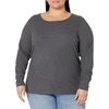 image:imageAmazon Essentials Womens SlimFit Long Sleeve Rib Knit Crew Neck Top Pack of 2BlackCharcoal Heather