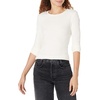 image:imageAmazon Essentials Womens SlimFit Long Sleeve Rib Knit Crew Neck Top Pack of 2Eggshell WhiteEspresso