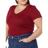 image:imageAmazon Essentials Womens SlimFit ShortSleeve VNeck TShirtBlackBurgundy