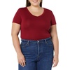 image:imageAmazon Essentials Womens SlimFit ShortSleeve VNeck TShirtBlackBurgundy