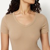 image:imageAmazon Essentials Womens SlimFit ShortSleeve VNeck TShirtBright Poppy RedTan