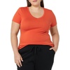 image:imageAmazon Essentials Womens SlimFit ShortSleeve VNeck TShirtCharcoal HeatherTomato Red