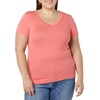 image:imageAmazon Essentials Womens SlimFit ShortSleeve VNeck TShirtWhiteDark Pink