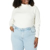 image:imageAmazon Essentials Womens SlimFit Stretchy Layering Long Sleeve Knit Rib Turtleneck Top Available in Plus Size Pack of 2Eggshell WhiteBlack