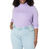 image:imageAmazon Essentials Womens SlimFit Stretchy Layering Long Sleeve Knit Rib Turtleneck Top Available in Plus Size Pack of 2WhitePurple