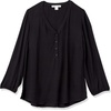 image:imageAmazon Essentials womens 34 Sleeve Button Popover Shirt LooseFit VNeck BlouseBlack
