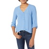 image:imageAmazon Essentials womens 34 Sleeve Button Popover Shirt LooseFit VNeck BlouseFrench Blue