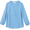 image:imageAmazon Essentials womens 34 Sleeve Button Popover Shirt LooseFit VNeck BlouseFrench Blue