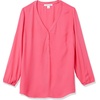 image:imageAmazon Essentials womens 34 Sleeve Button Popover Shirt LooseFit VNeck BlouseHot Pink