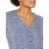image:imageAmazon Essentials womens 34 Sleeve Button Popover Shirt LooseFit VNeck BlouseNavy White Petal