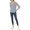 image:imageAmazon Essentials womens 34 Sleeve Button Popover Shirt LooseFit VNeck BlouseNavy White Petal