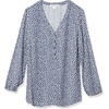 image:imageAmazon Essentials womens 34 Sleeve Button Popover Shirt LooseFit VNeck BlouseNavy White Petal