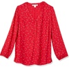 image:imageAmazon Essentials womens 34 Sleeve Button Popover Shirt LooseFit VNeck BlouseRed Leaf