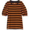 image:imageAmazon Essentials womens Classic Fit Puff Short Sleeve Crewneck TshirtDark CamelBlack  Even Stripe