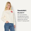 image:imageAmazon Essentials x Sofia Grainge Womens Relaxed Fit Boxy Drop Shoulder Crewneck SweatshirtIvory Red Valentine