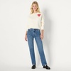 image:imageAmazon Essentials x Sofia Grainge Womens Relaxed Fit Boxy Drop Shoulder Crewneck SweatshirtIvory Red Valentine