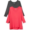 image:imageAmazon Essentials Womens 34 Sleeve VNeck Regular Fit Swing TShirt Available in Plus Size Pack of 2Charcoal HeatherRed