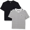 image:imageAmazon Essentials Womens Jersey RelaxedFit ShortSleeve Crewneck Pocket TShirt Pack of 2BlackWhite French Stripe