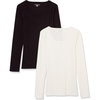 image:imageAmazon Essentials Womens Long Sleeve SlimFit Rib Scoop Neck Sweater Fall Tops Pack of 2BlackEggshell White