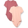 image:imageAmazon Essentials Womens Short Sleeve Stretch Cotton Jersey SlimFit TShirt Bodysuit Pack of 2Dusty RosePlum