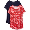 Navy/Red Flowers