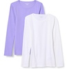 image:imageAmazon Essentials Womens SlimFit Long Sleeve Rib Knit Crew Neck Top Pack of 2LavenderWhite