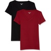 image:imageAmazon Essentials Womens SlimFit ShortSleeve VNeck TShirtBlackBurgundy