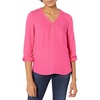 image:imageAmazon Essentials womens 34 Sleeve Button Popover Shirt LooseFit VNeck BlouseHot Pink