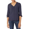image:imageAmazon Essentials womens 34 Sleeve Button Popover Shirt LooseFit VNeck BlouseNavy